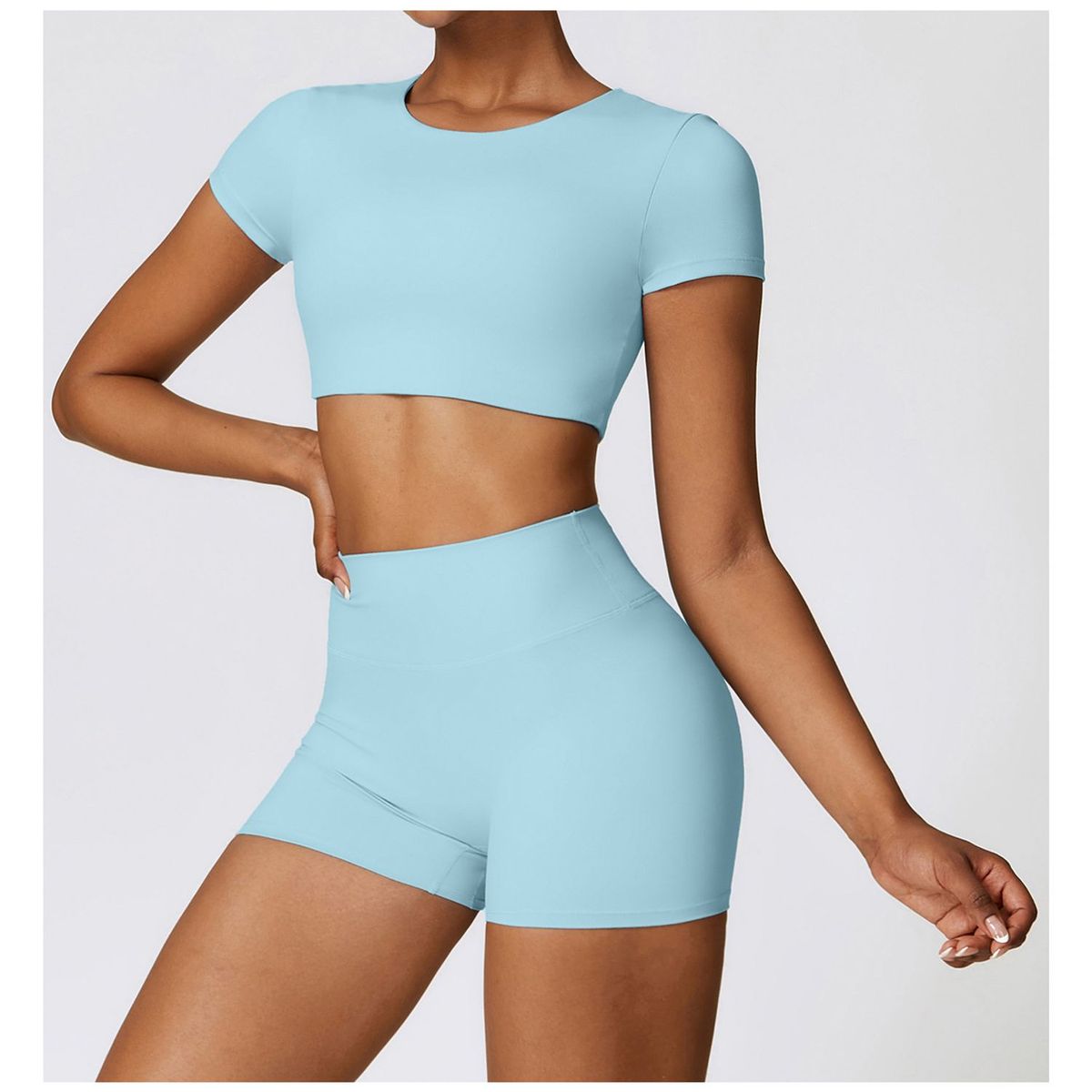 TIOZONEY - Camiseta deportiva de manga corta para mujer-Azul