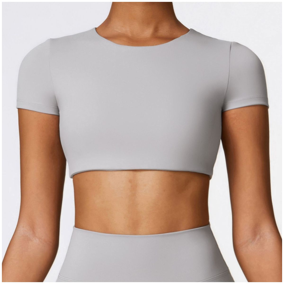 TIOZONEY - Camiseta deportiva de manga corta para mujer-Gris