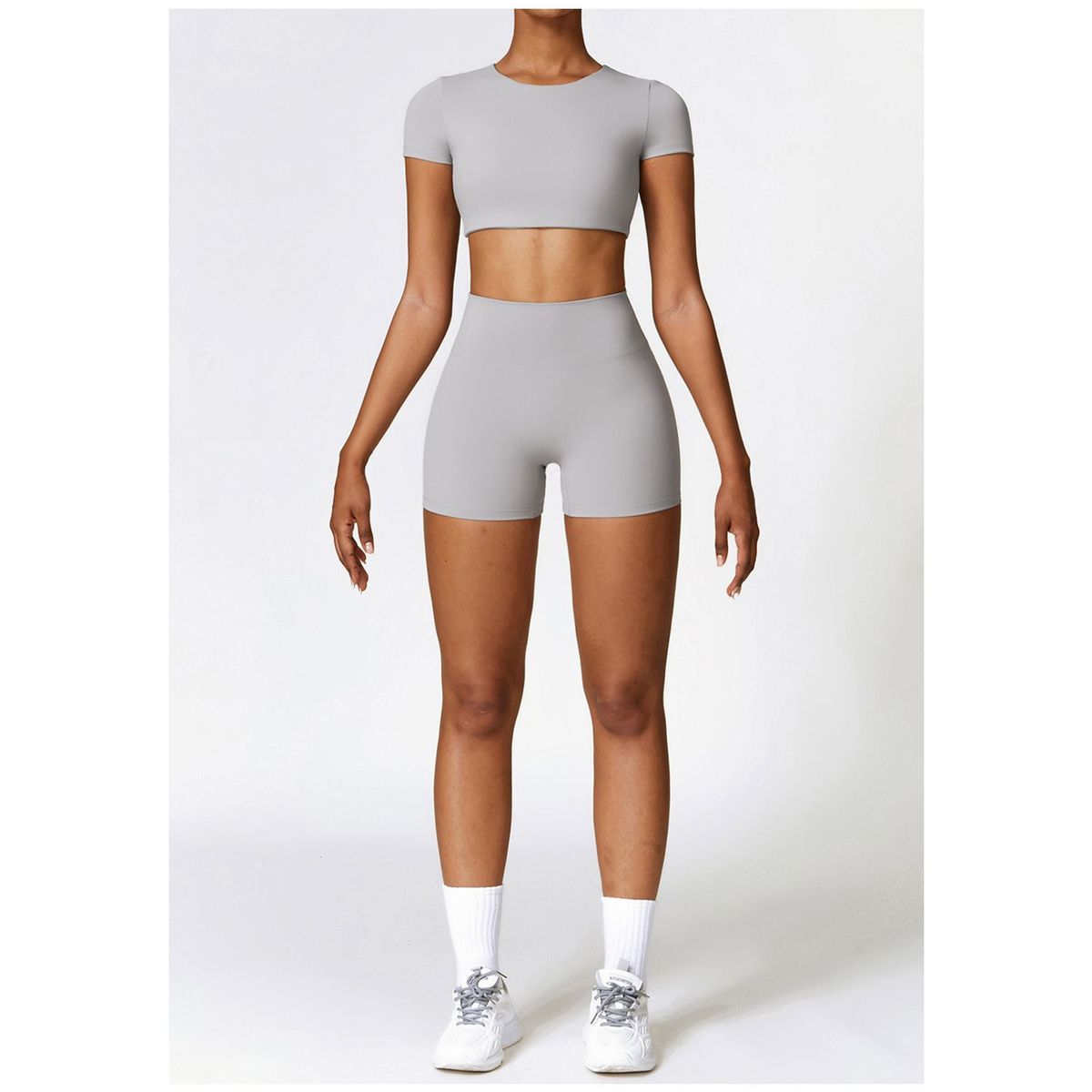 TIOZONEY - Camiseta deportiva de manga corta para mujer-Gris