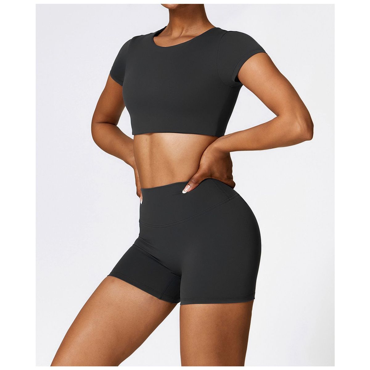 TIOZONEY - Camiseta deportiva de manga corta para mujer-Negro