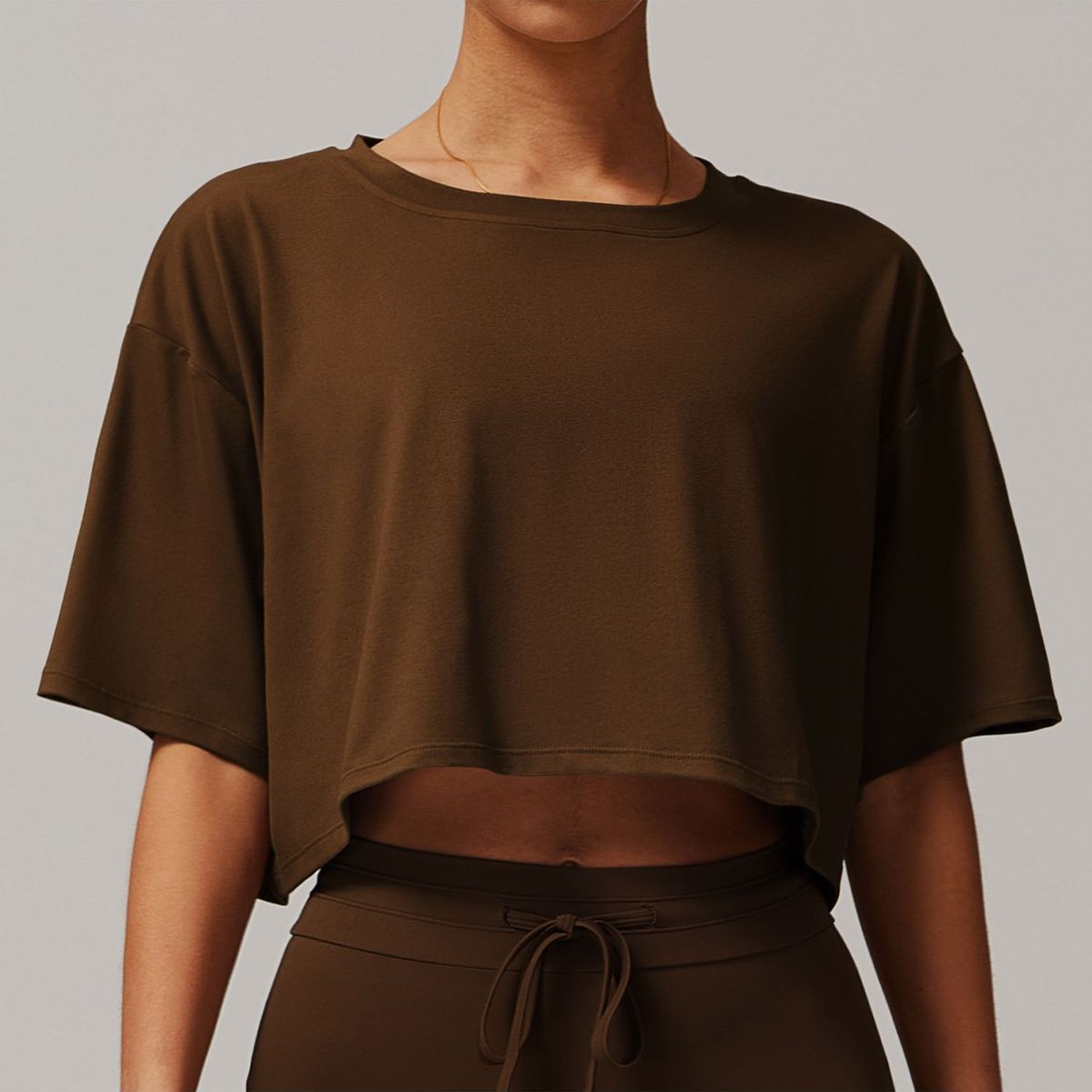 TIOZONEY - Camiseta deportiva de manga corta para mujer-Marrón