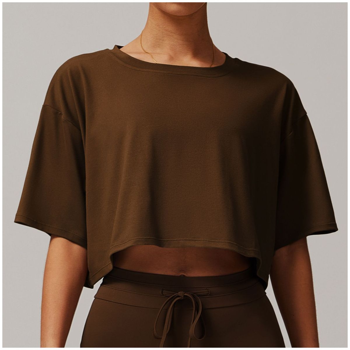 TIOZONEY - Camiseta deportiva de manga corta para mujer-Marrón