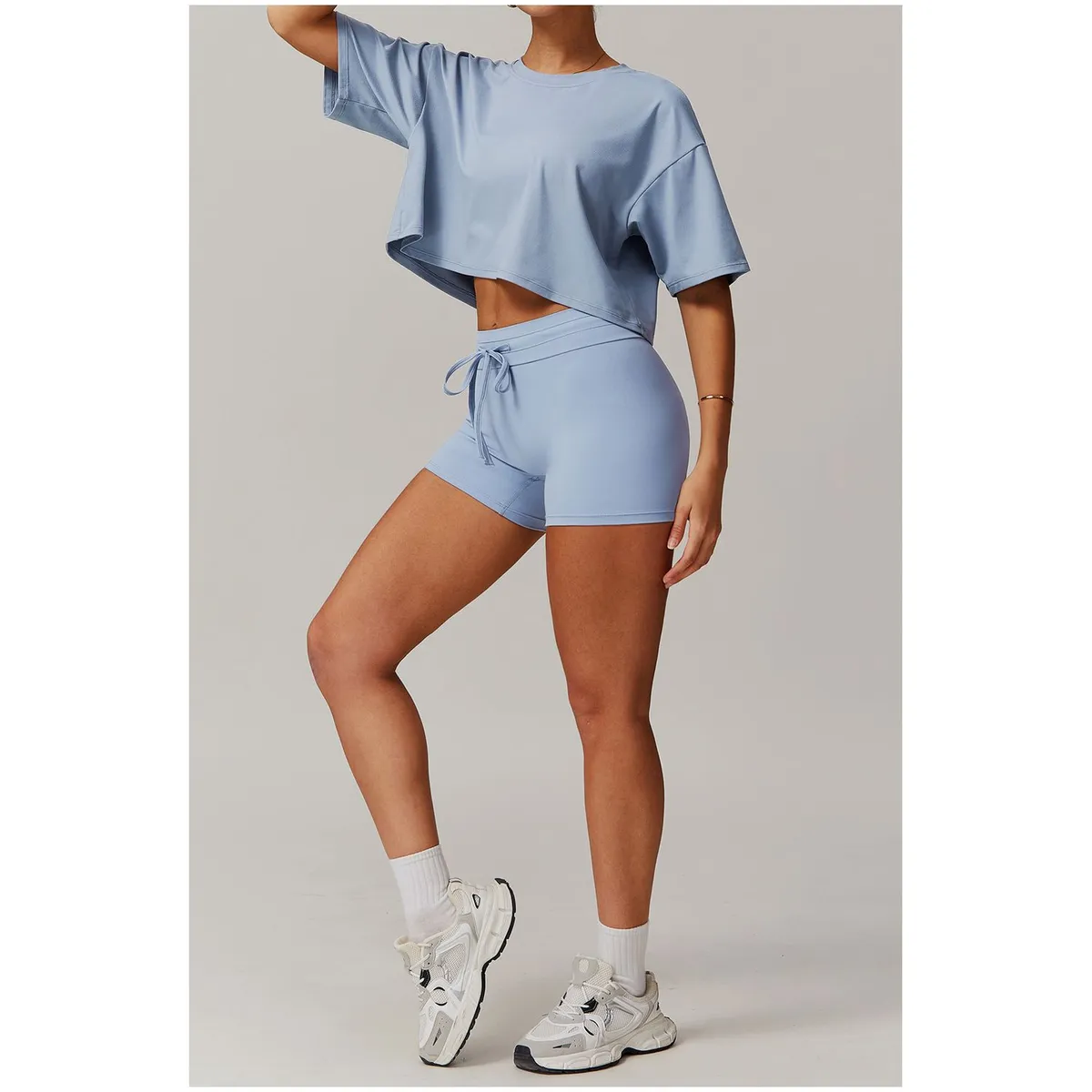 TIOZONEY - Camiseta deportiva de manga corta para mujer-Azul