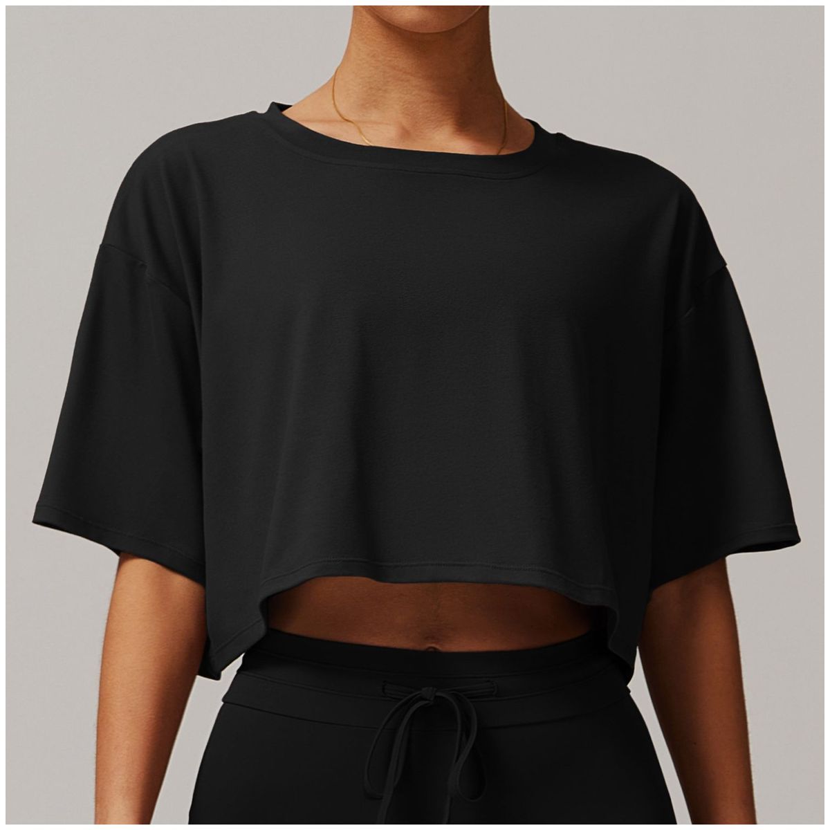TIOZONEY - Camiseta deportiva de manga corta para mujer-Negro