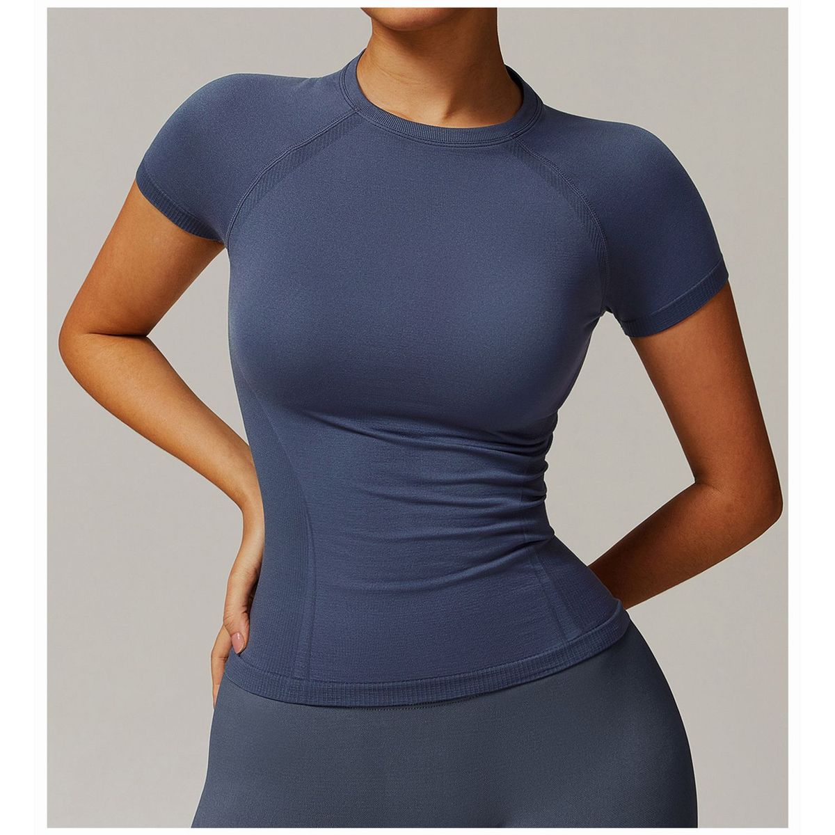 TIOZONEY - Camiseta deportiva de manga corta para mujer-Azul