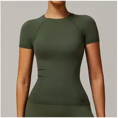 TIOZONEY - Camiseta deportiva de manga corta para mujer-Verde