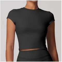 TIOZONEY - Camiseta deportiva de manga corta para mujer-Gris