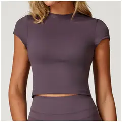 TIOZONEY - Camiseta deportiva de manga corta para mujer-Morado