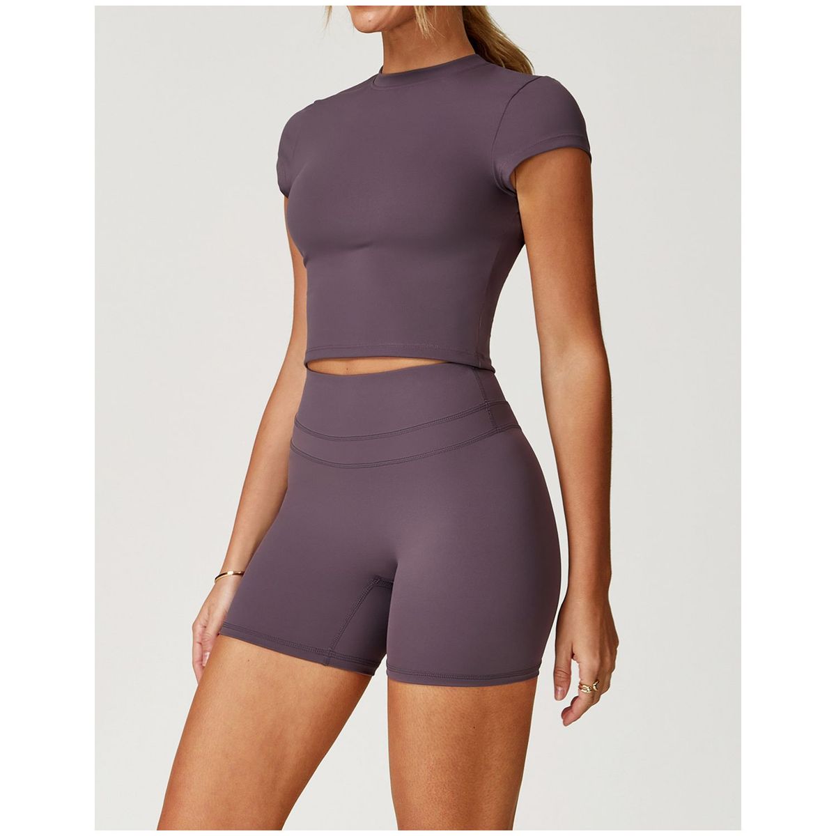 TIOZONEY - Camiseta deportiva de manga corta para mujer-Morado
