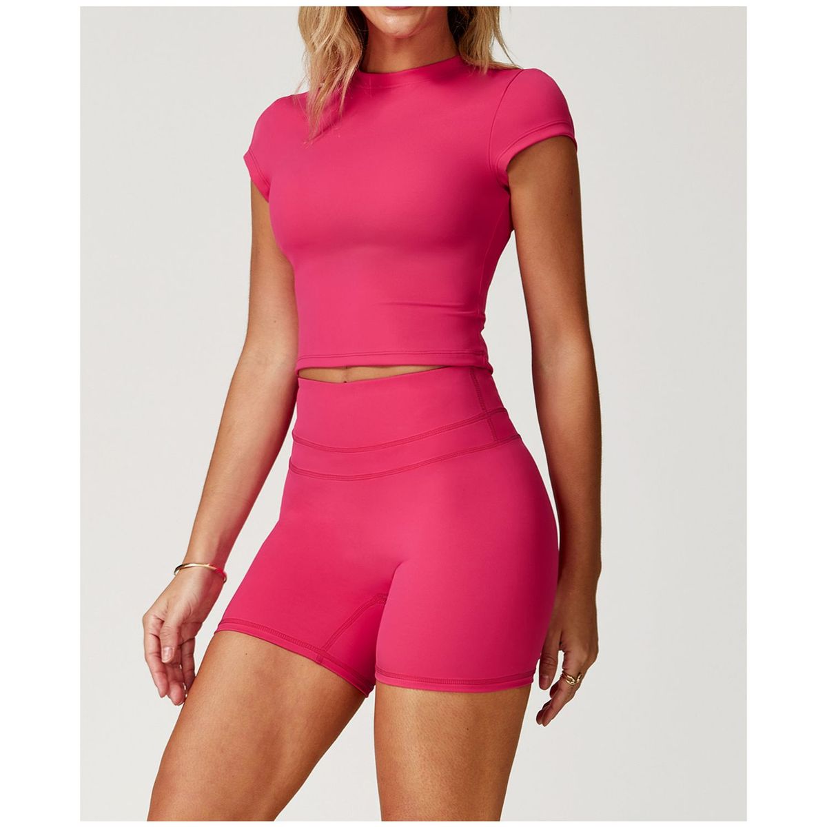 TIOZONEY - Camiseta deportiva de manga corta para mujer-Rosado