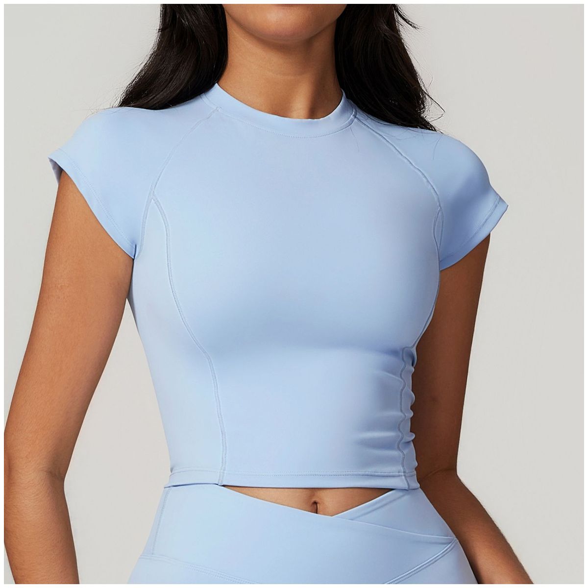 TIOZONEY - Camiseta deportiva de manga corta para mujer-Azul
