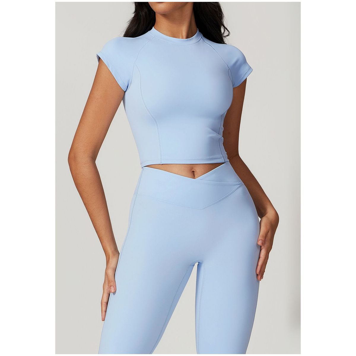 TIOZONEY - Camiseta deportiva de manga corta para mujer-Azul