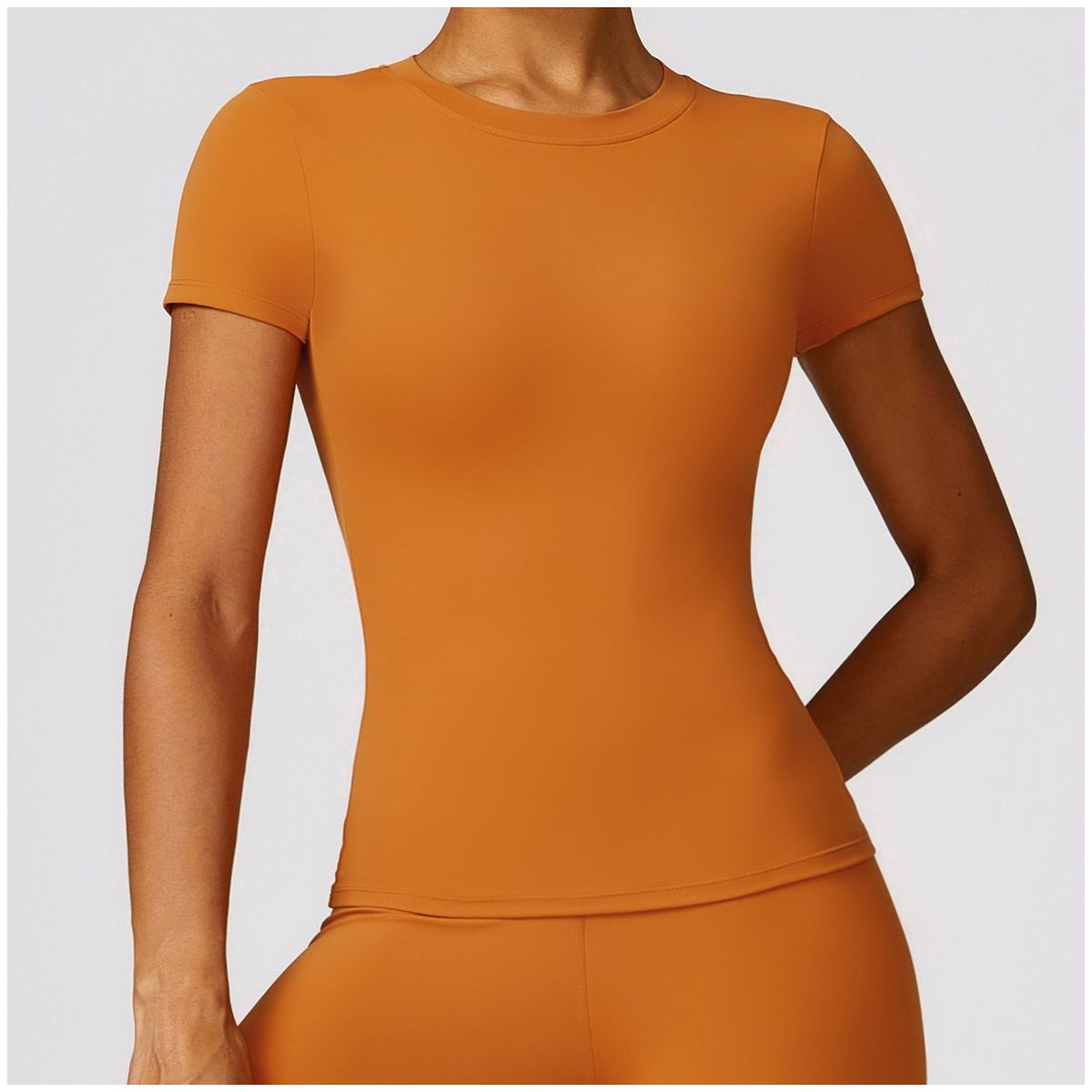 TIOZONEY - Camiseta deportiva de manga corta para mujer-Naranja