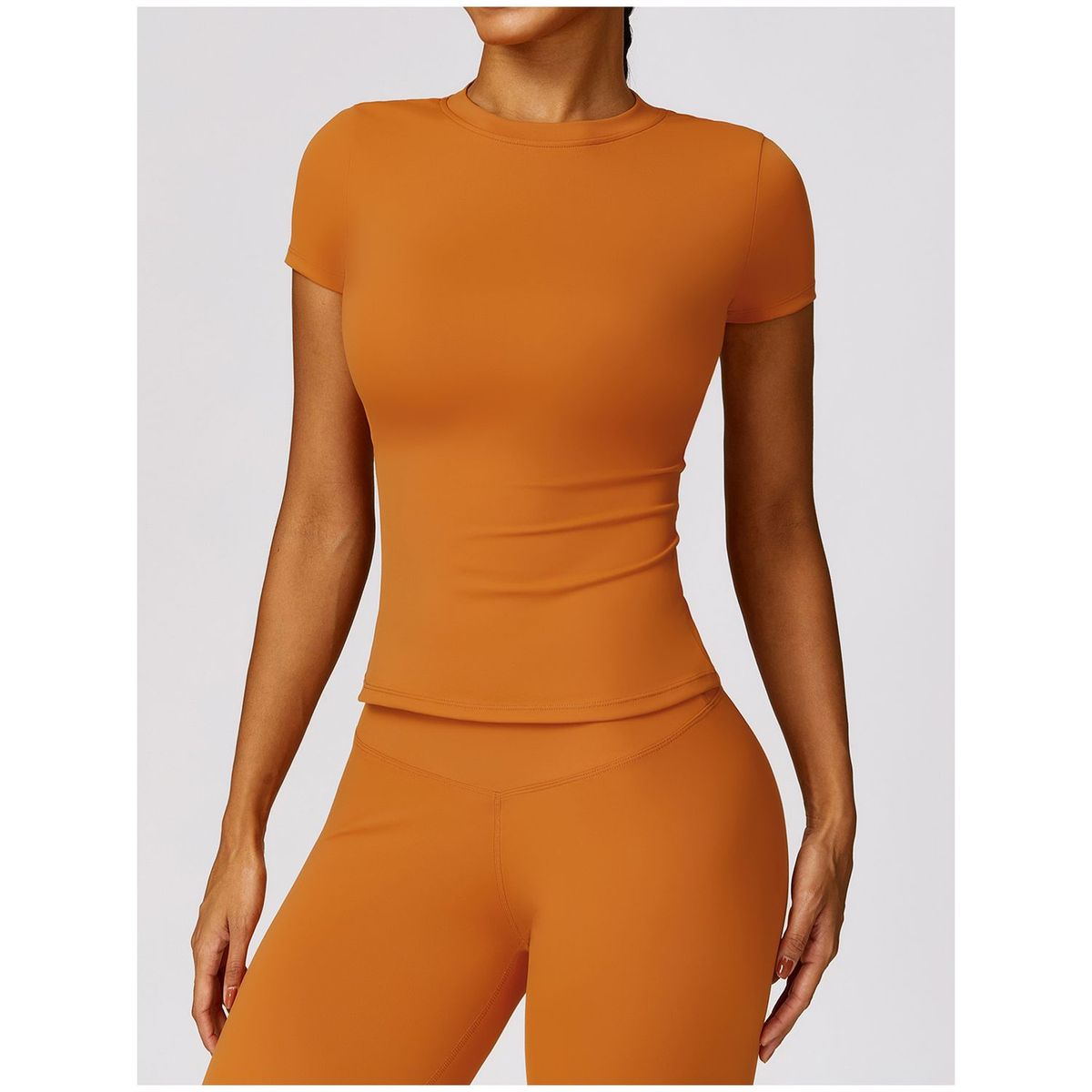 TIOZONEY - Camiseta deportiva de manga corta para mujer-Naranja