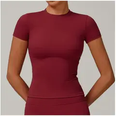 TIOZONEY - Camiseta deportiva de manga corta para mujer-Rojo