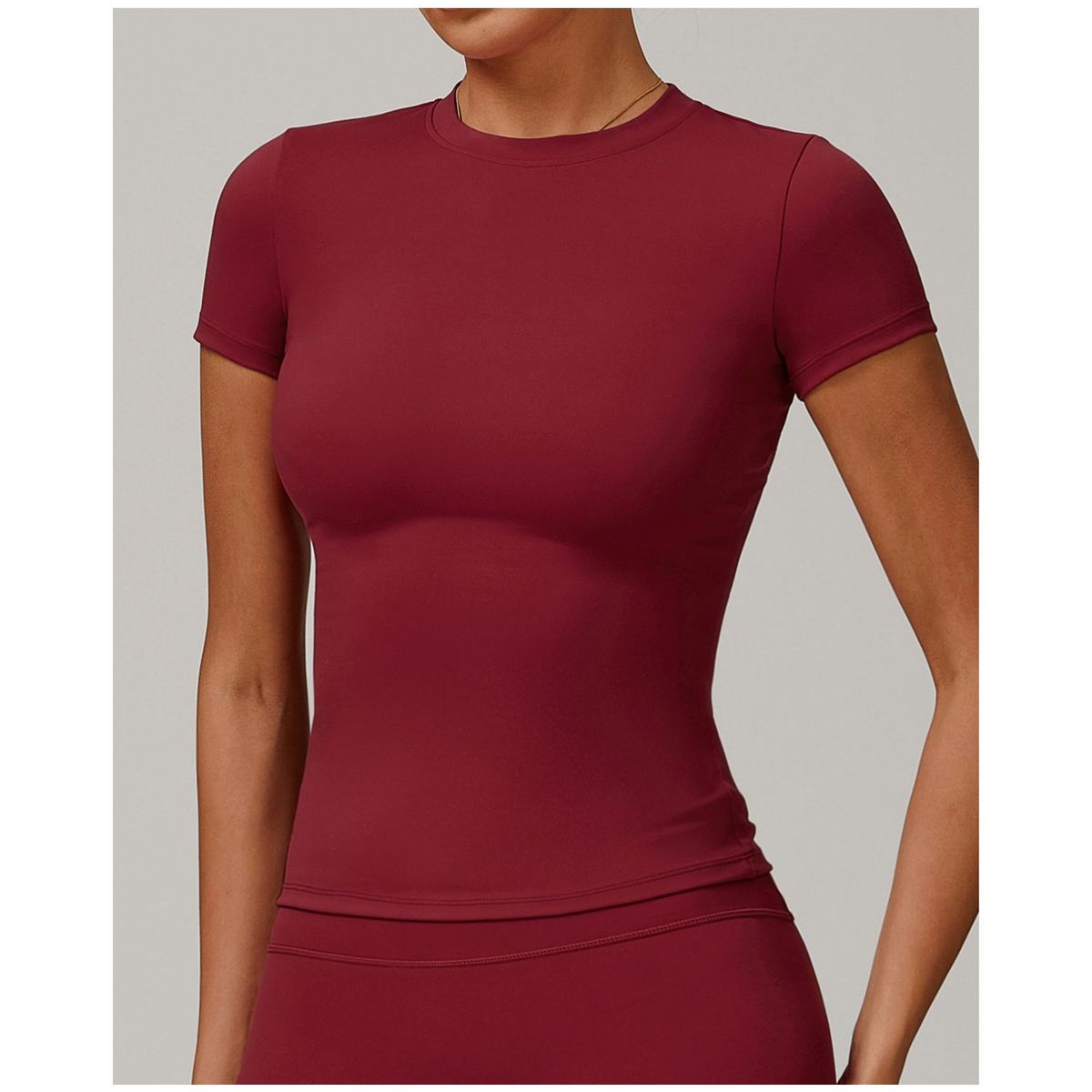 TIOZONEY - Camiseta deportiva de manga corta para mujer-Rojo