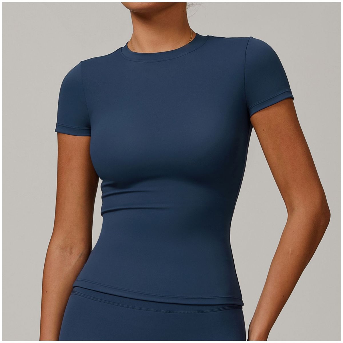 TIOZONEY - Camiseta deportiva de manga corta para mujer-Azul