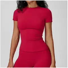 TIOZONEY - Camiseta deportiva de manga corta para mujer-Rojo