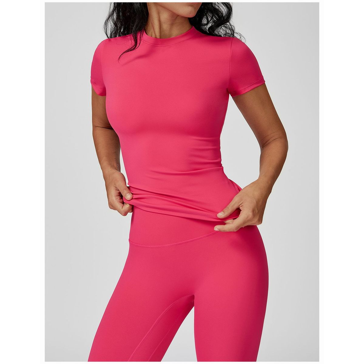 TIOZONEY - Camiseta deportiva de manga corta para mujer-Rosado