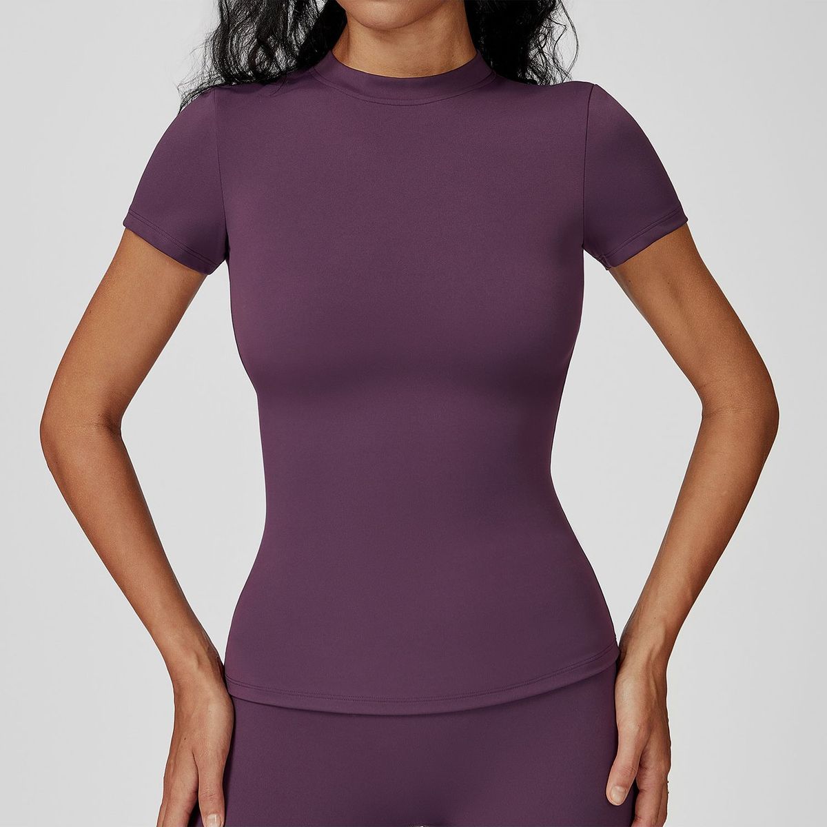 TIOZONEY - Camiseta deportiva de manga corta para mujer-Morado