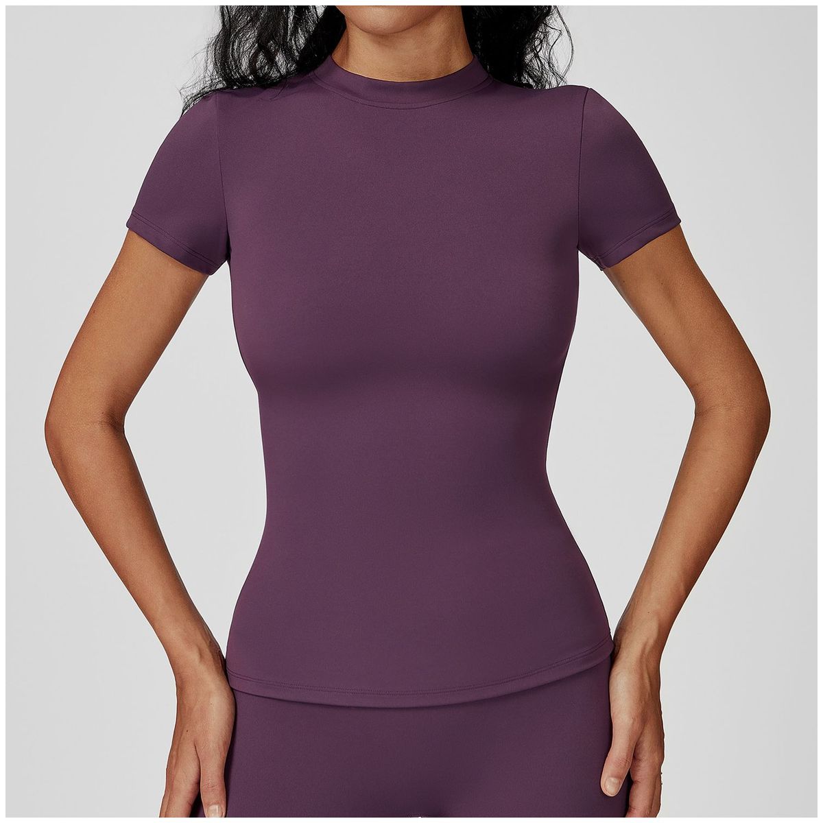 TIOZONEY - Camiseta deportiva de manga corta para mujer-Morado