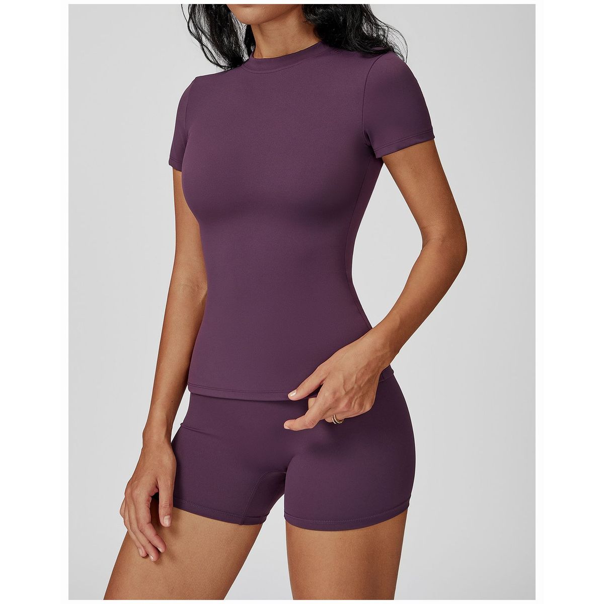 TIOZONEY - Camiseta deportiva de manga corta para mujer-Morado