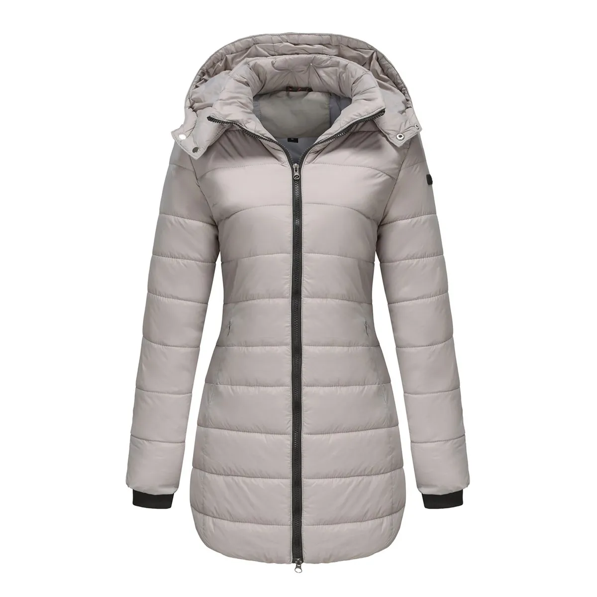 TIOZONEY - Parka Manga Larga Mujer - Gris