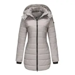TIOZONEY - Parka Manga Larga Mujer - Gris
