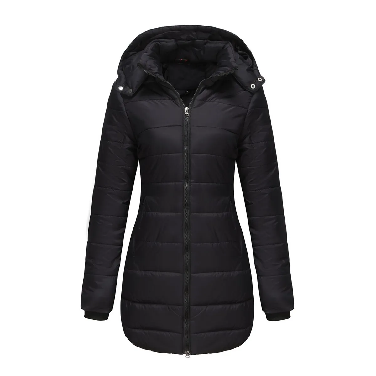 TIOZONEY - Parka Manga Larga Mujer - Negro