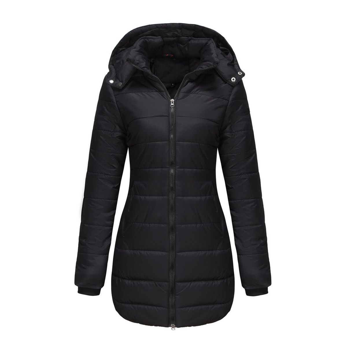 TIOZONEY - Parka Manga Larga Mujer - Negro