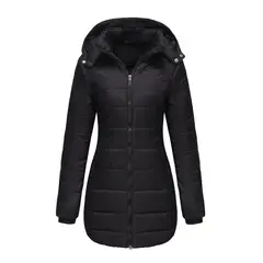 TIOZONEY - Parka Manga Larga Mujer - Negro