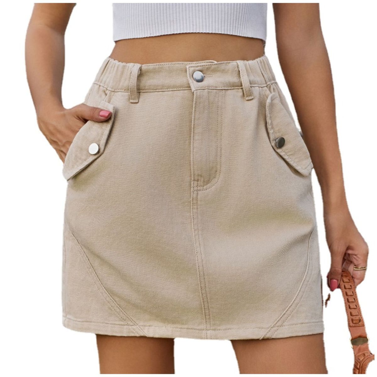 TIOZONEY - Falda Carga de Bolsillo Mujer