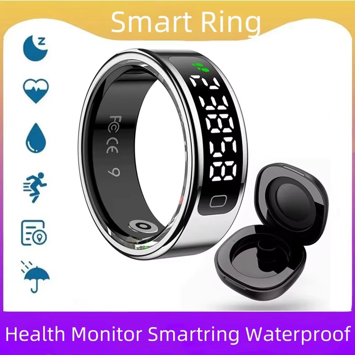 DANWEILE - Un anillo inteligente con pantalla, resistencia al agua y monitorización de la frecuencia cardíaca.