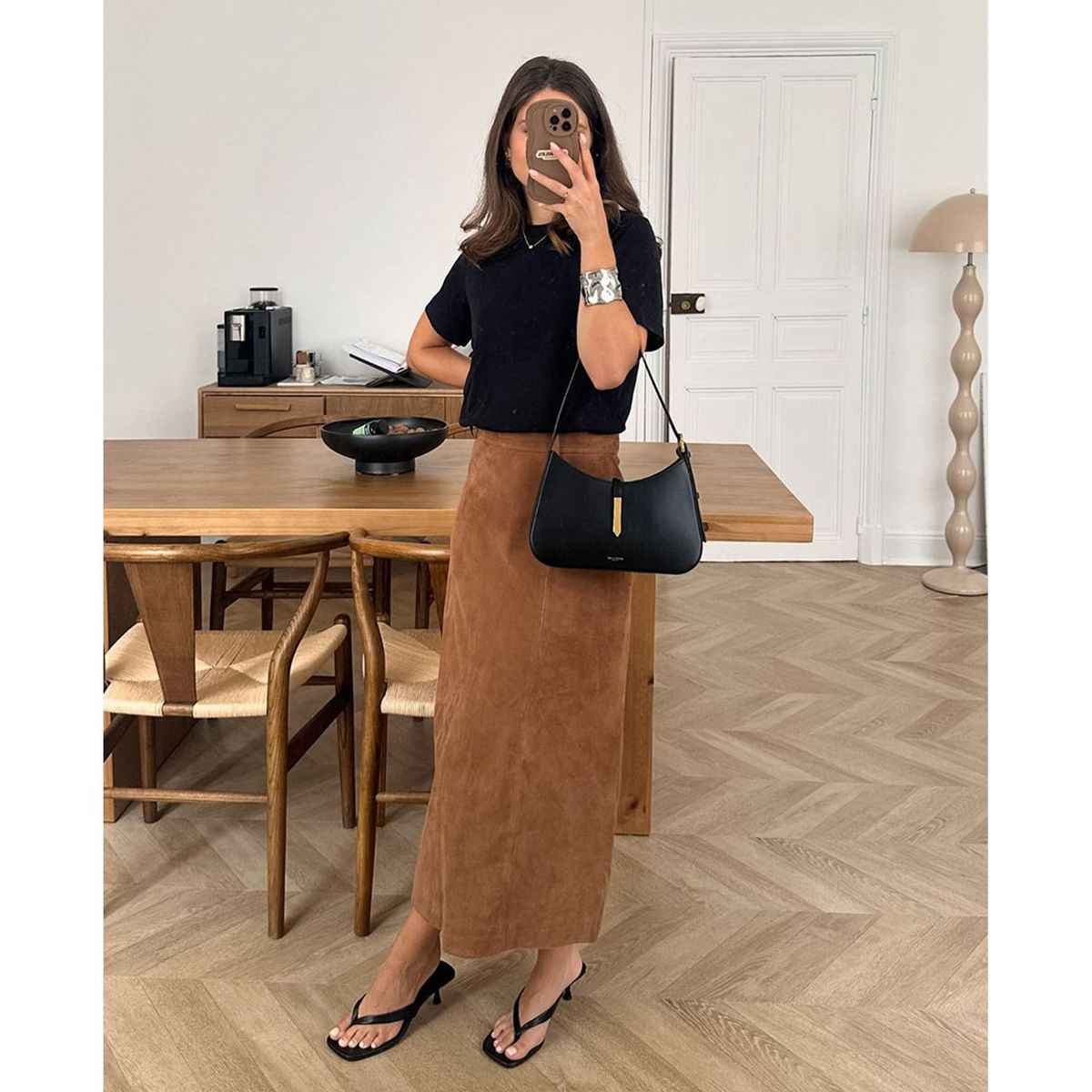 TIOZONEY - Falda larga con estampado para mujer - Marrón