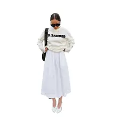 TIOZONEY - Falda larga con estampado para mujer - Blanco