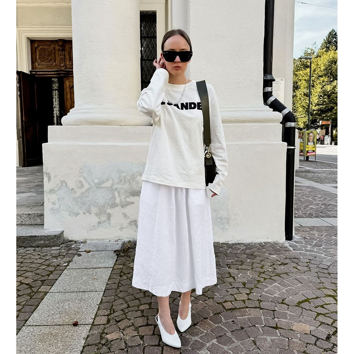 TIOZONEY - Falda larga con estampado para mujer - Blanco