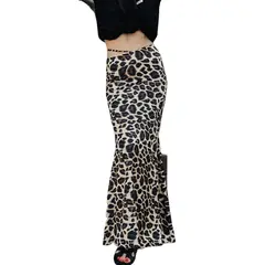 TIOZONEY - Falda larga con estampado para mujer - Negro