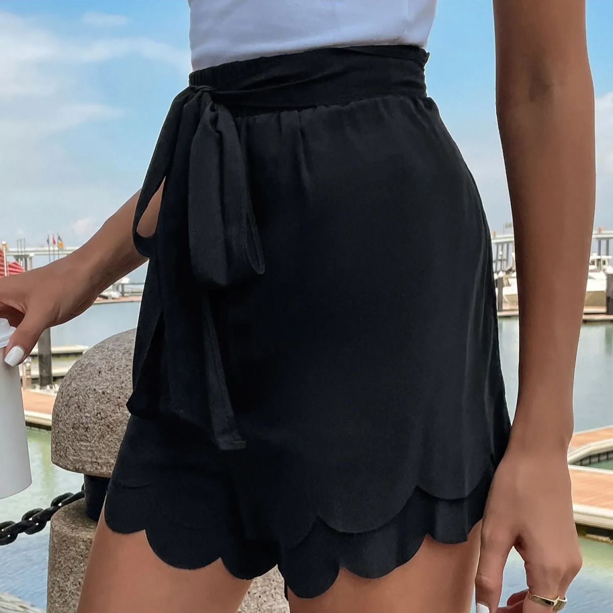 TIOZONEY - Pantalones cortos para mujer - Negro