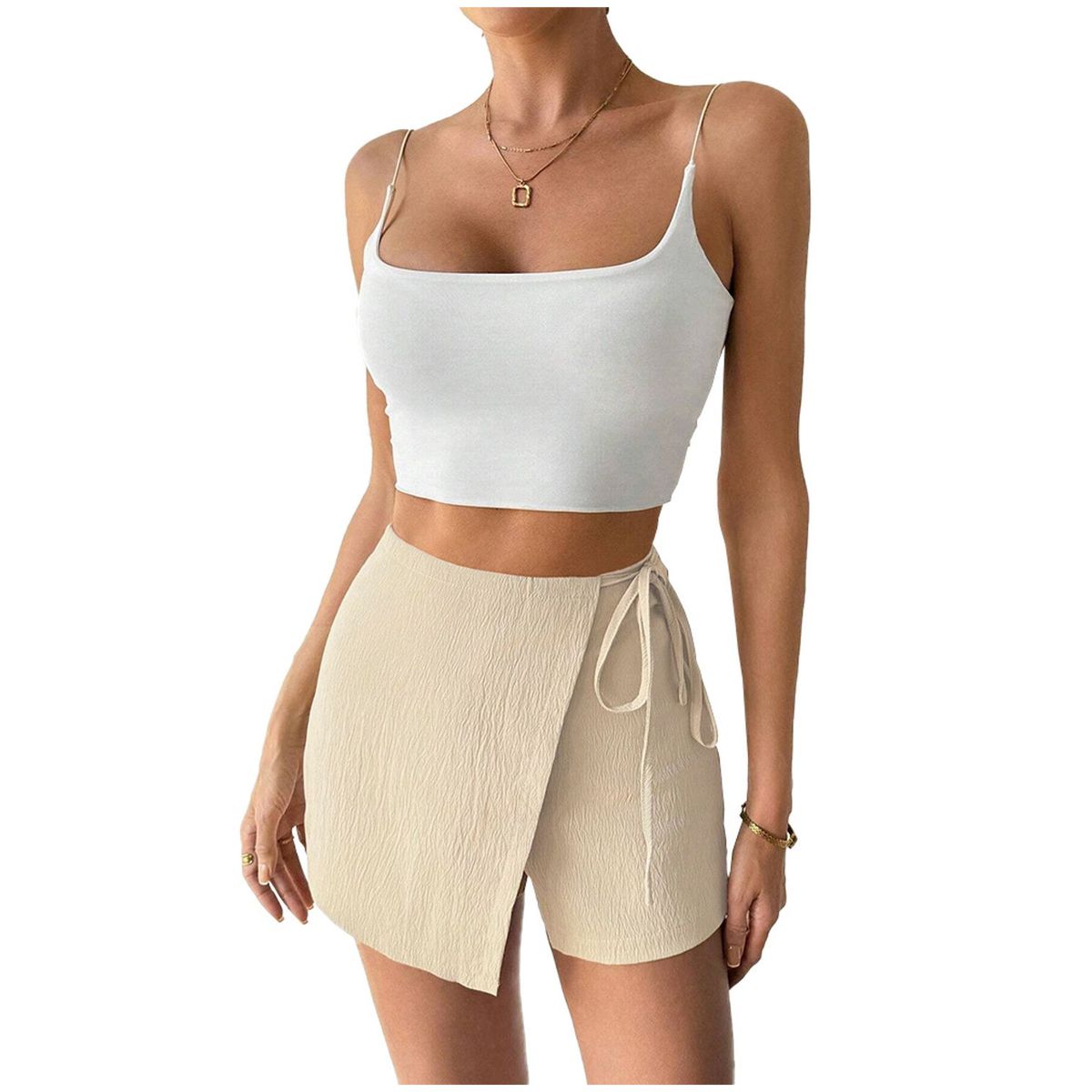 TIOZONEY - Pantalones cortos para mujer - Beige