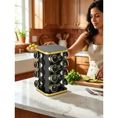 GENERICO - Especiero Giratorio Premium 16 Frascos Organizador Cocina Lujo Variedad De Tonos Modernos