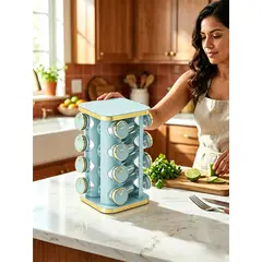 GENERICO - Especiero Giratorio Premium 16 Frascos Organizador Cocina Lujo Variedad De Tonos Modernos