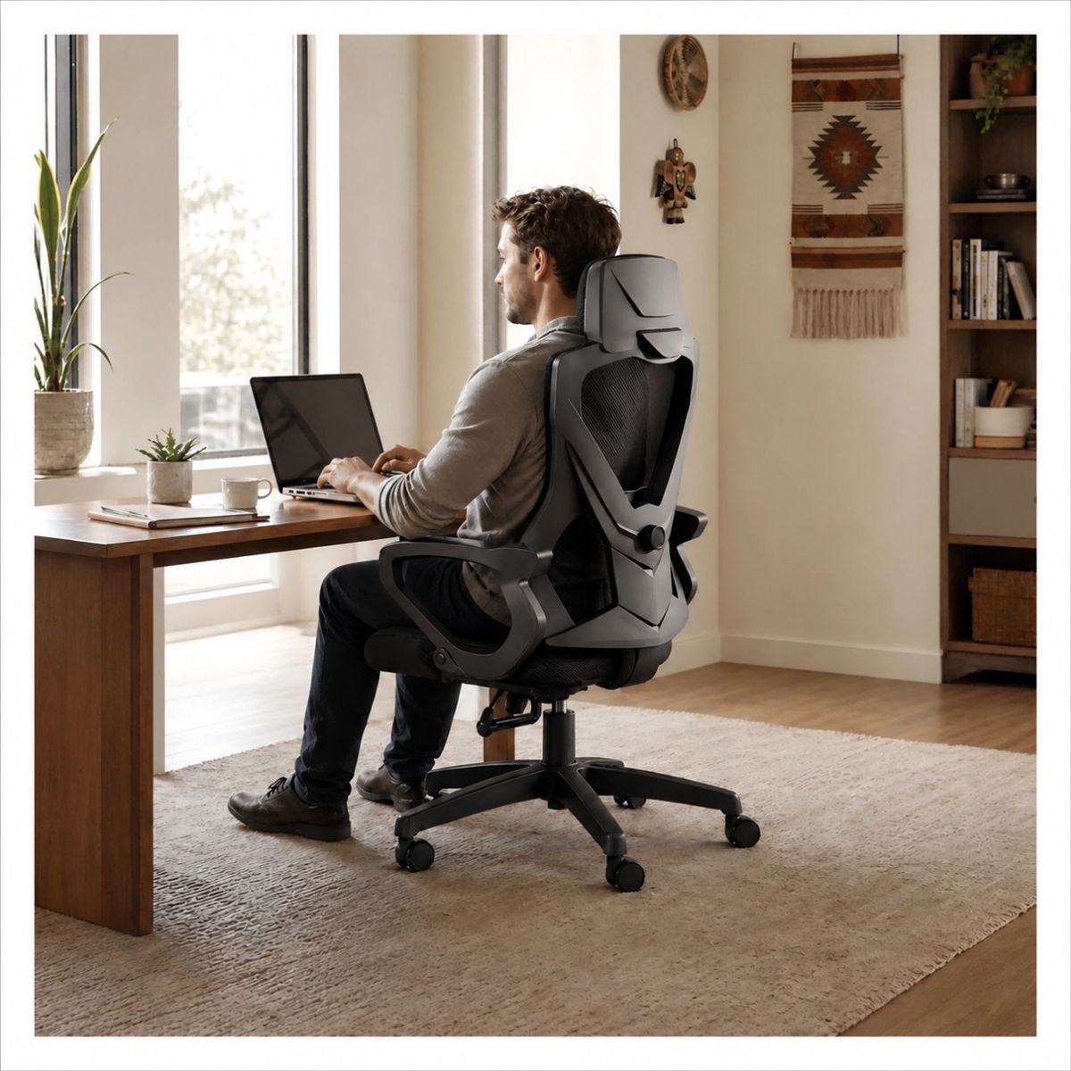 GENERICO - Silla Ergonómica Oficina Reclinable Con Reposapiés IKEMMA