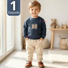 JUMP KIDS - Conjunto 2 Piezas Buzo Pantalón Y Polerón De Algodón Niño Friendly Class