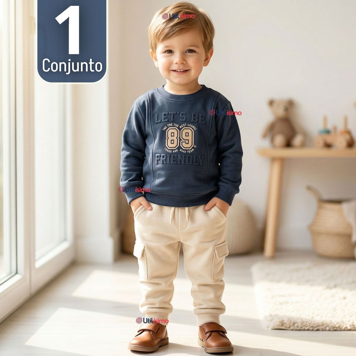 JUMP KIDS - Conjunto 2 Piezas Buzo Pantalón Y Polerón De Algodón Niño Friendly Class
