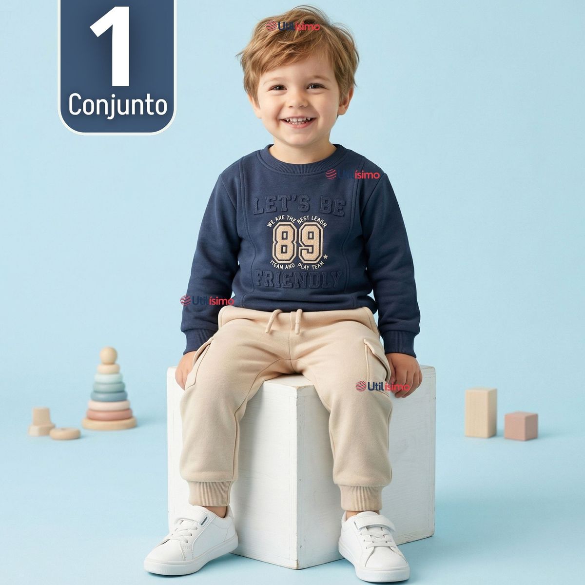 JUMP KIDS - Conjunto 2 Piezas Buzo Pantalón Y Polerón De Algodón Niño Friendly Class