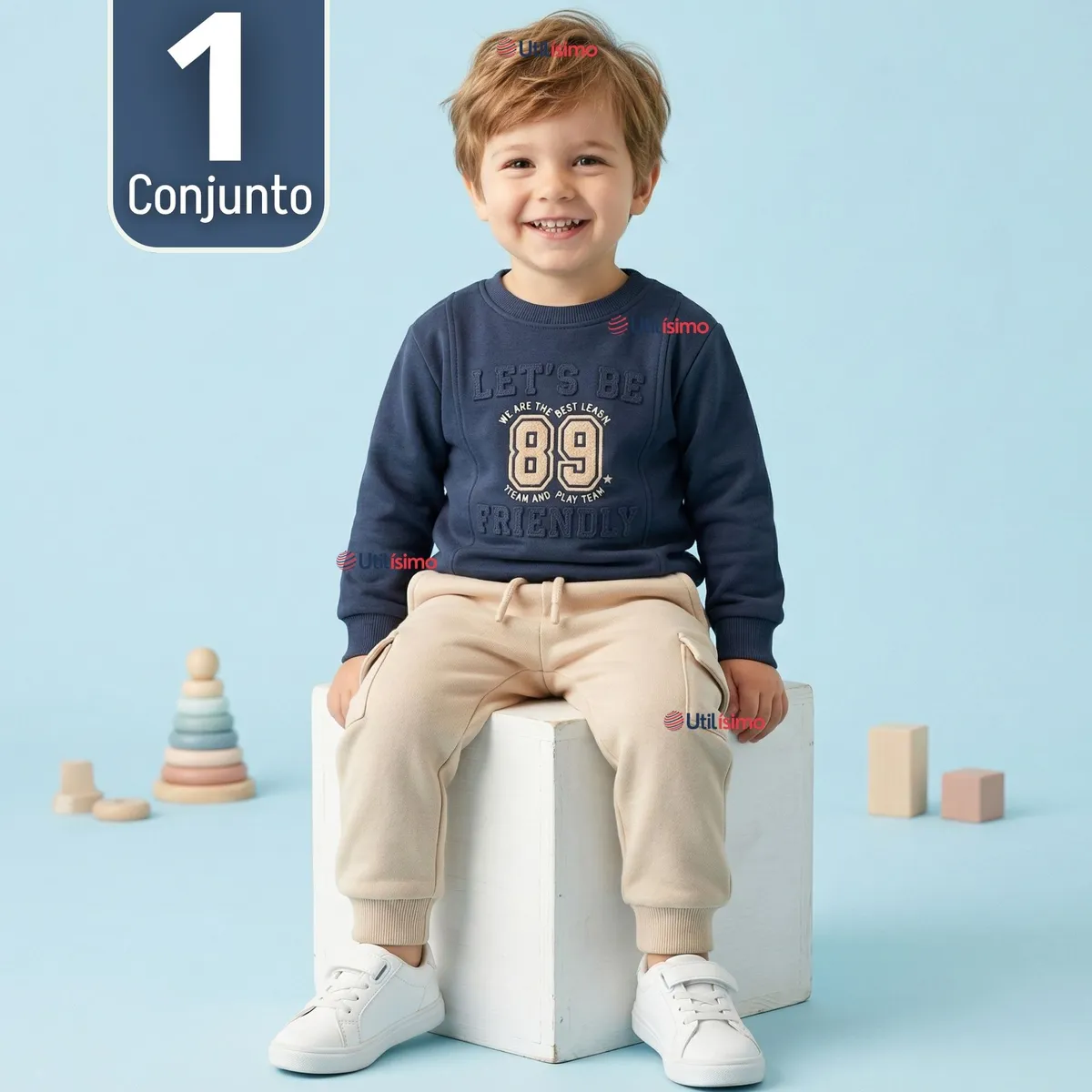 JUMP KIDS - Conjunto 2 Piezas Buzo Pantalón Y Polerón De Algodón Niño Friendly Class