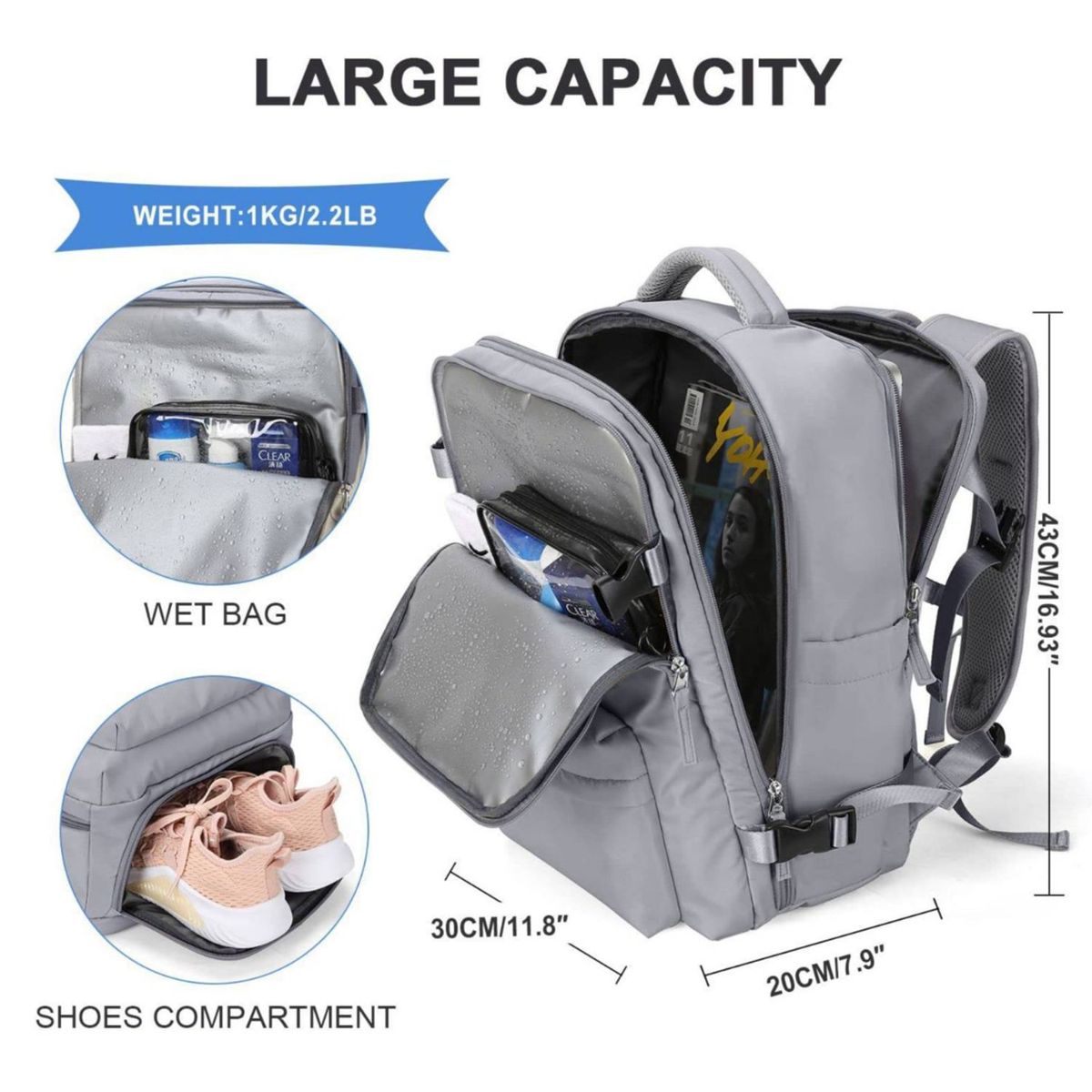 TIOZONEY - Mochila de viaje para mujeres hombros