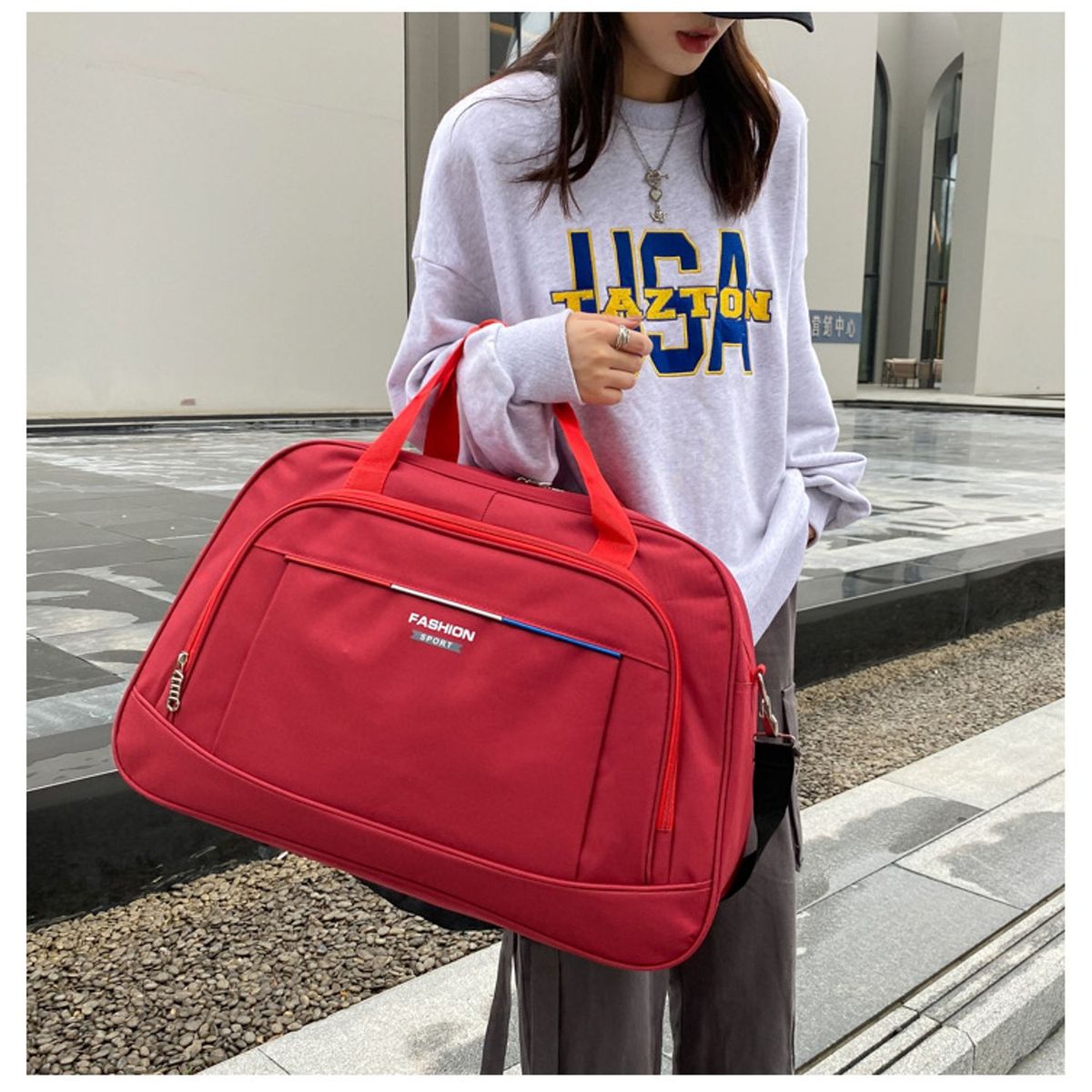 TIOZONEY - Bolsa Gran Capacidad Para Viajes Hombres Y Mujeres, Deportes - Rojo