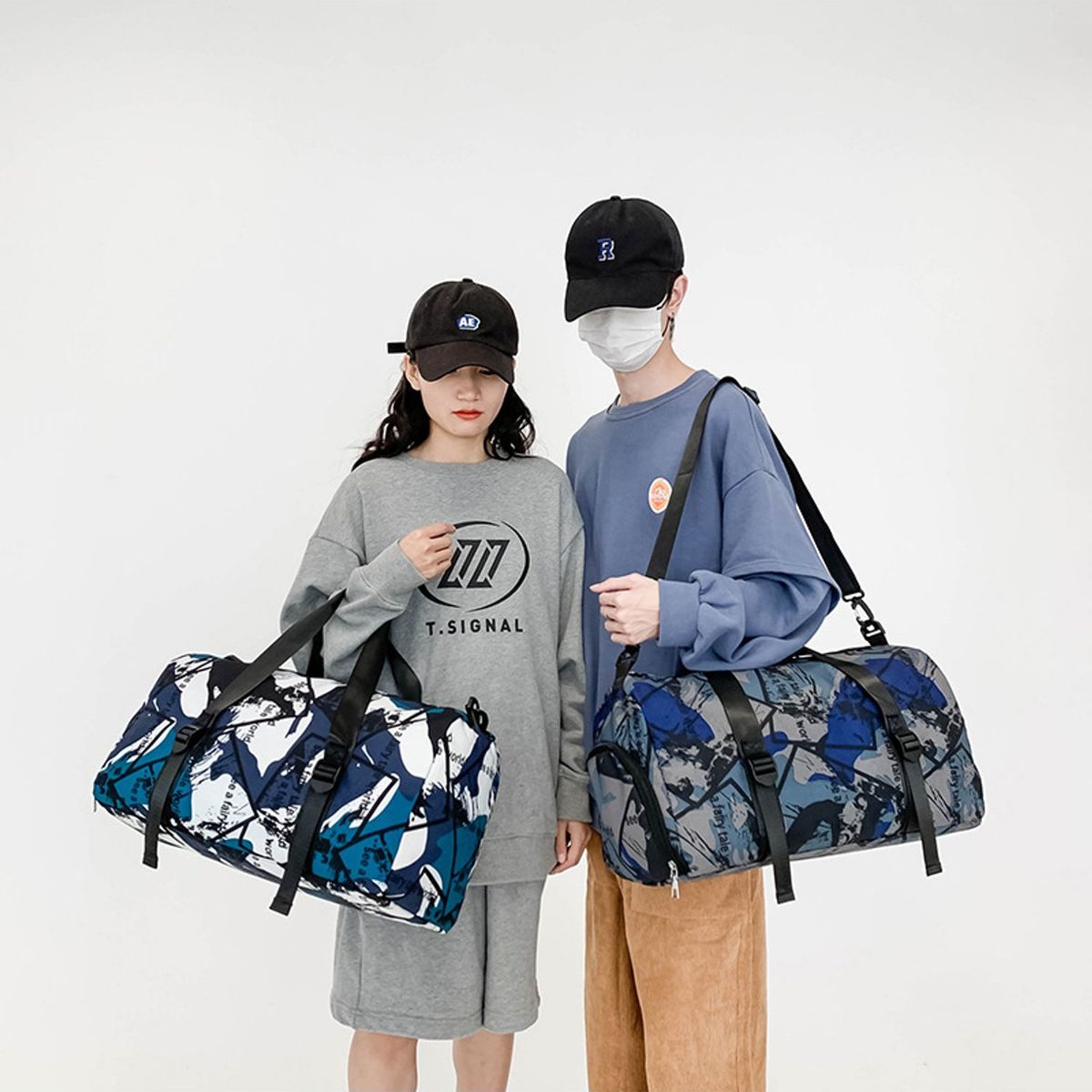 TIOZONEY - Bolsa Gran Capacidad Para Viajes Hombres Y Mujeres, Deportes - Blanco