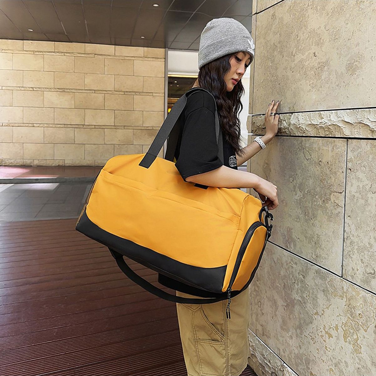 TIOZONEY - Bolsa Gran Capacidad Para Viajes Hombres Y Mujeres, Deportes - Amarillo